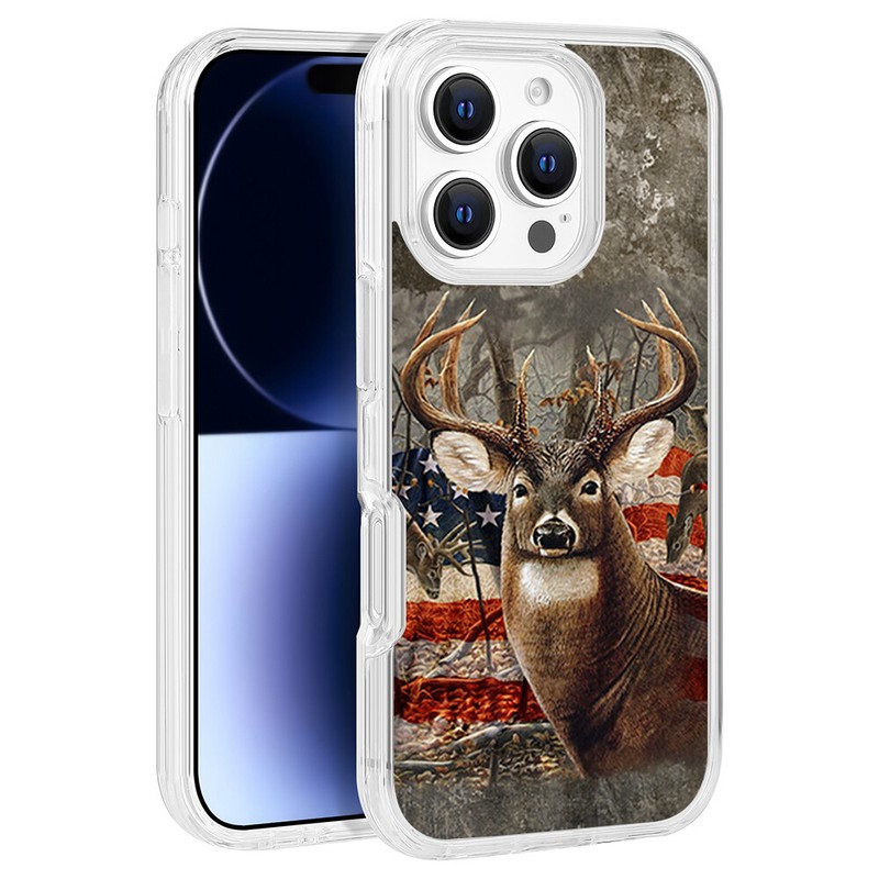 For Apple iPhone 16 Pro – Flag Design Dual Layer Impact Drop Proof Cover Case