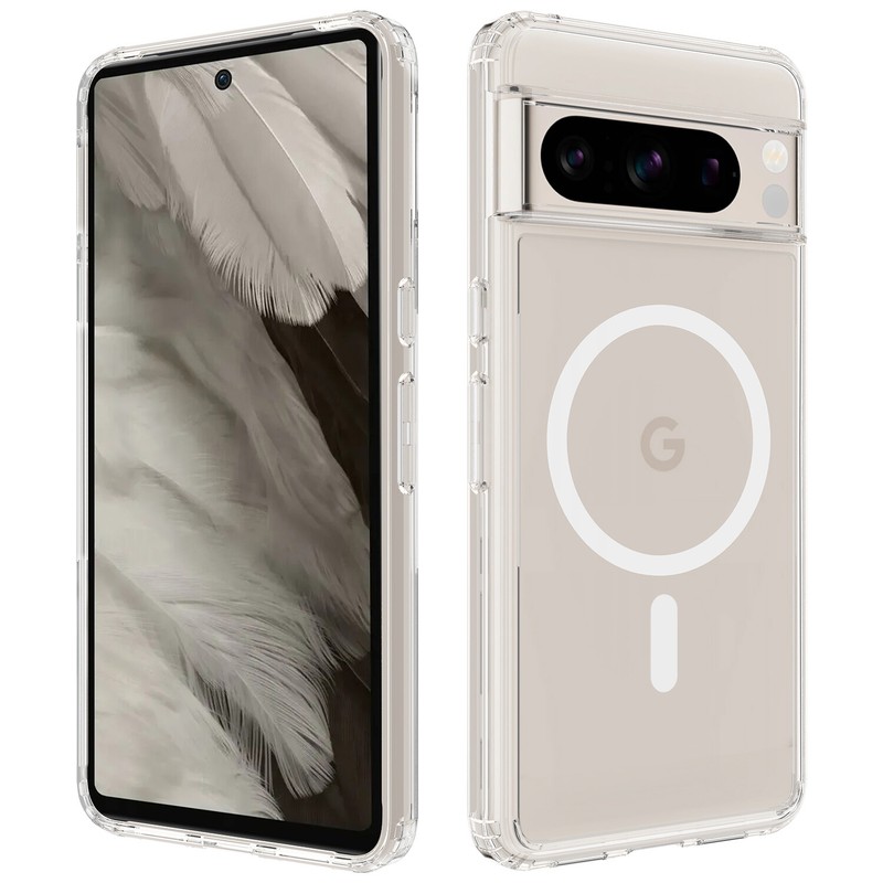 Magnetic Clear Acrylic Hard Back TPU Frame case For Google pixel 8 7 7A Pro 6A