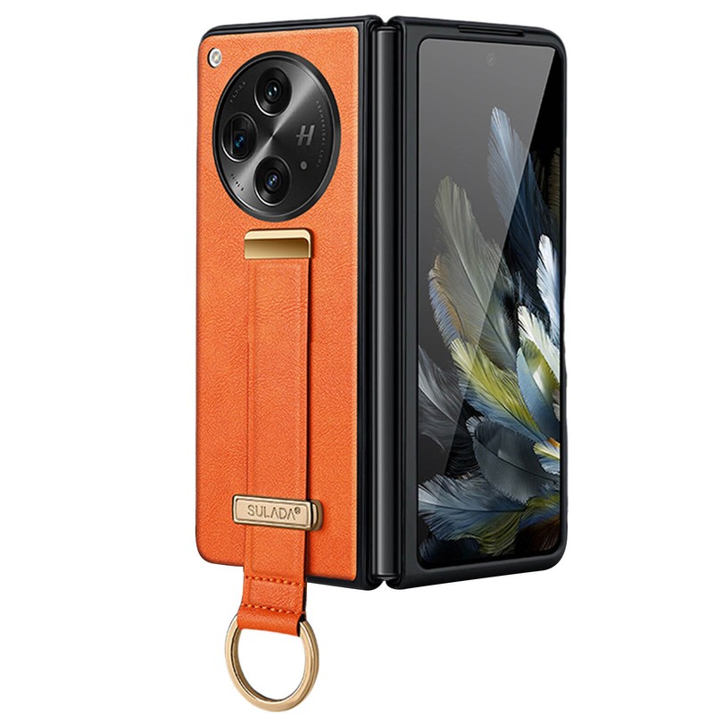 For OnePlus Open Luxury Handel Strap PU Leather Shockproof Stand Case with Ring gallery