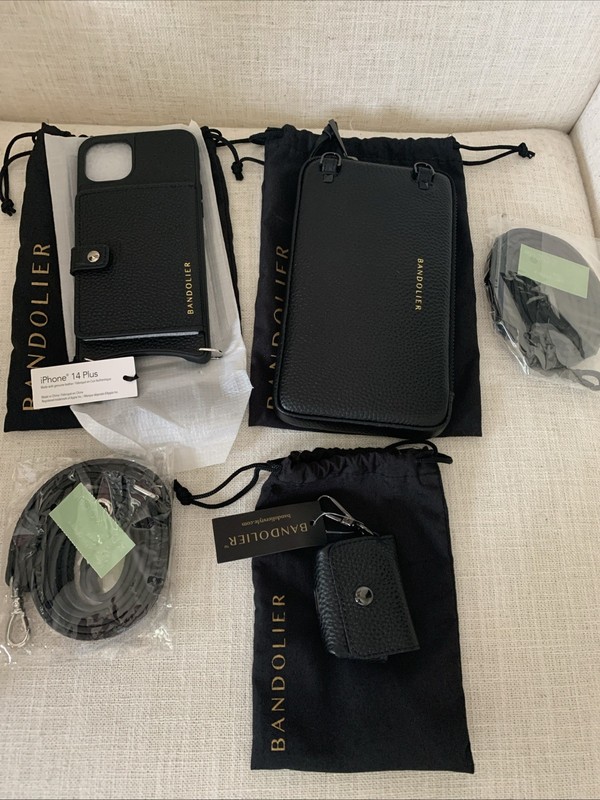 Lot Of BANDOLIER Accessories For iPhone 14 Plus Black Leather