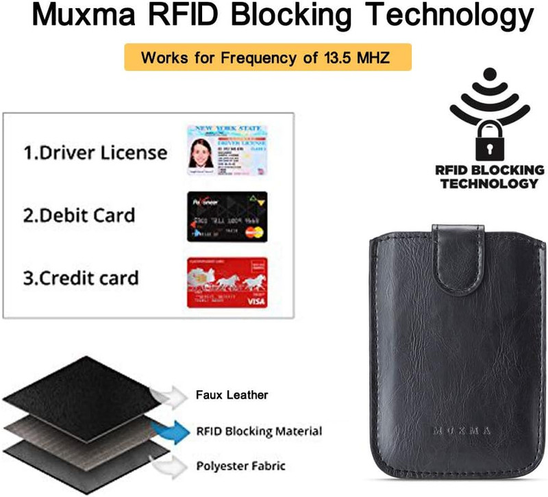 Phone Card Holder RFID Blocking Sleeve, Pu Leather Back Phone Wallet Stick gallery