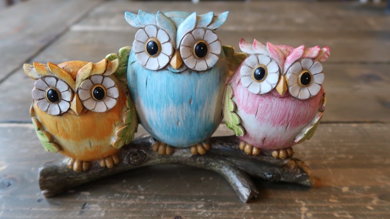 Three Little Birds OWLS Statue Decor Figures 7″ x 5″