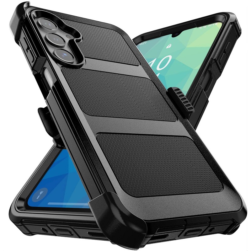 For Samsung Galaxy A16 Rugged Rubber Hybrid Case Phone Cover + Belt Clip Holster