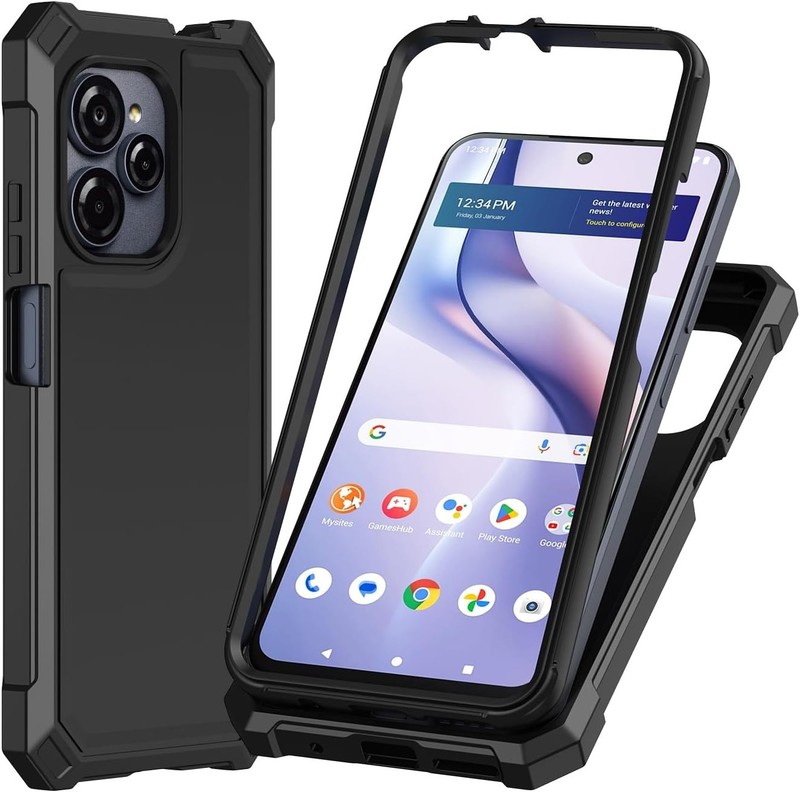 For BLU View Speed Ultra 5G B1660V Hybrid Case Phone Cover + Tempered Glass