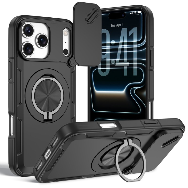 For iPhone 17 Pro Max 16 15 14 13 Magnetic Military Grade Ring Stand Back Case