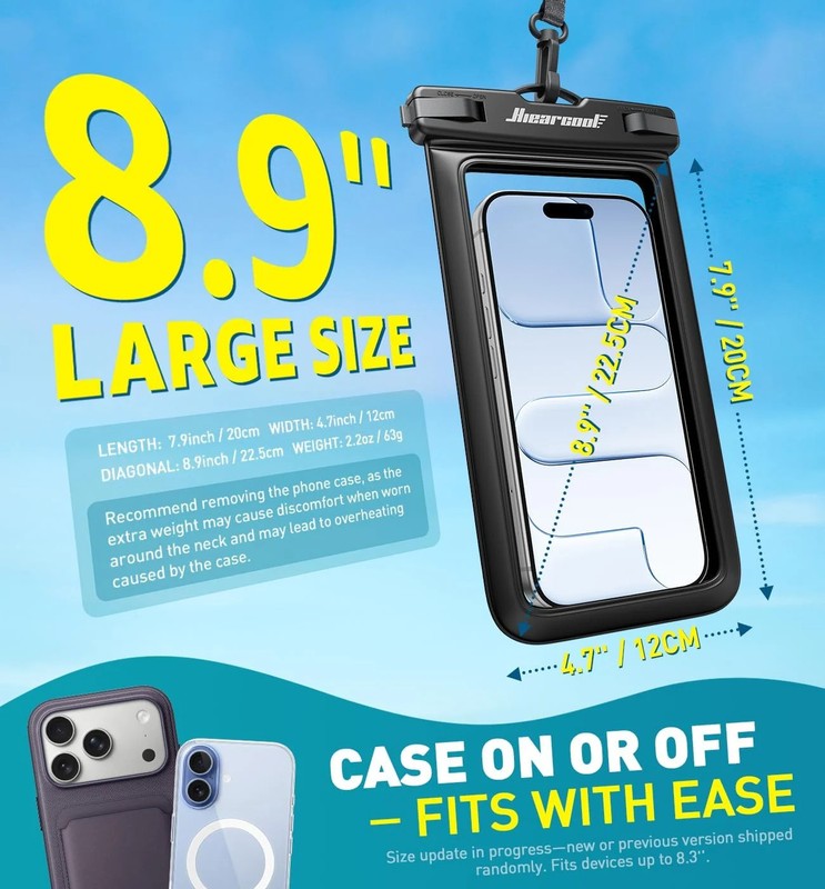 Hiearcool Waterproof Phone Pouch, Universal Case Compatible for iPhone 17 16 15 gallery