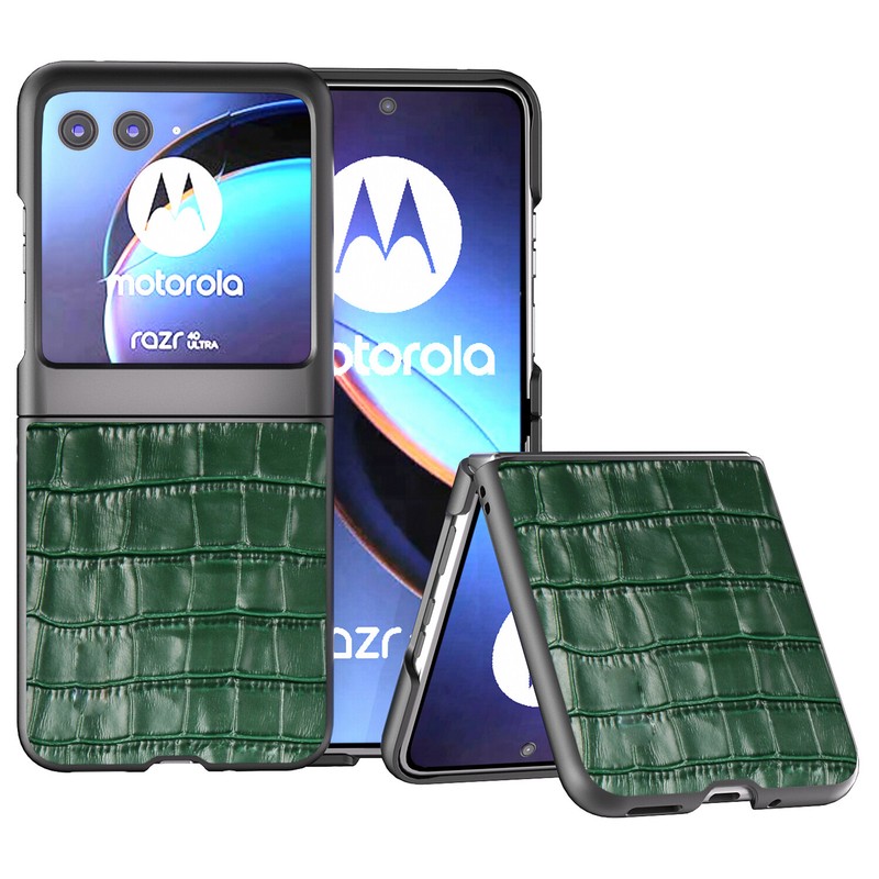 For Motorola Razr+ Plus (2023) Crocodile Leather Hard Case + Screen Protector gallery