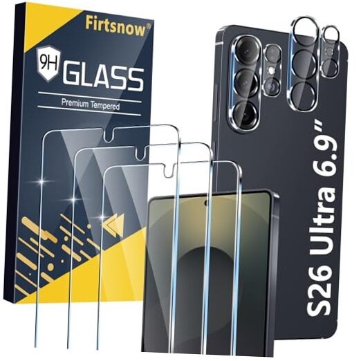 firtstnow 3 Pack for Samsung Screen Protector Tempered Glass + Galaxy S26 Ultra