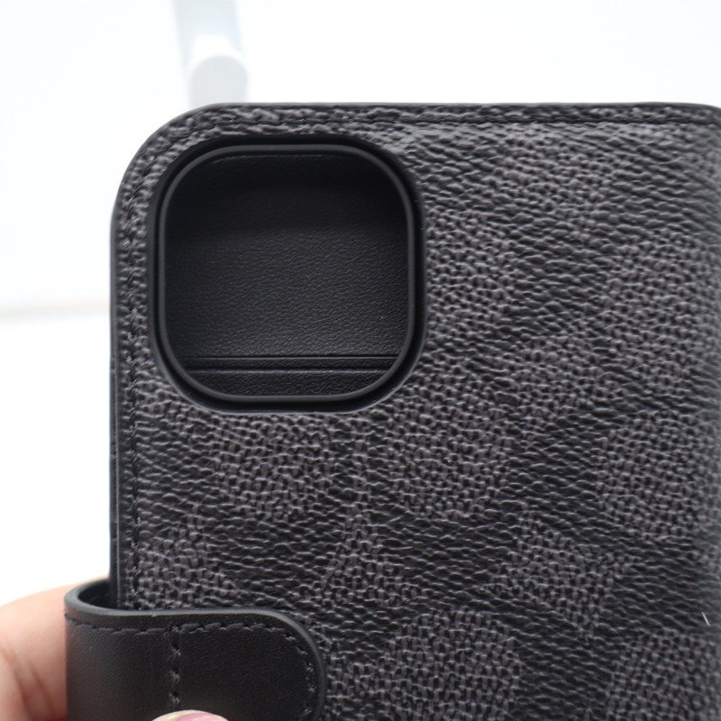 Coach iPhone 13 Pro Folio Case Signature Canvas Charcoal Black Wallet gallery