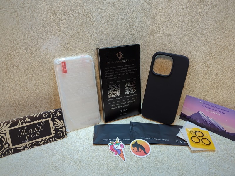 CordKing 5 in 1 iPhone 14 Pro Phone Case 6.1″ Dark Black w/Screen/Camera Glass