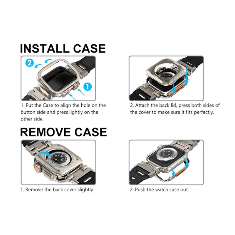 3 in 1 Metal Case for iWatch Series 10/9/8/7/6/5/4/SE Rugged Bumper Back Cover gallery
