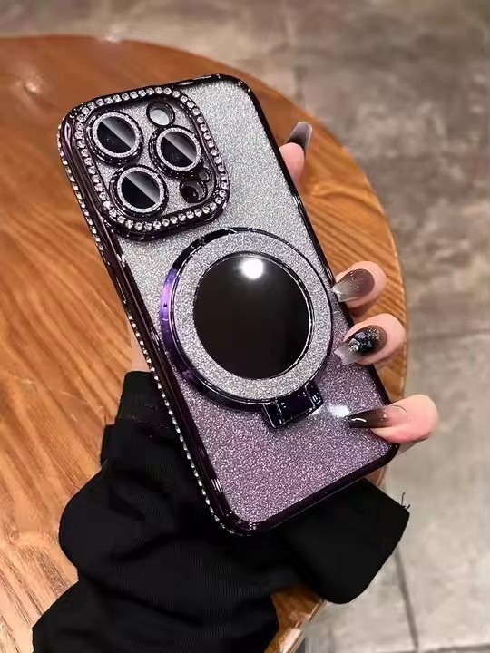 LOT 5 For iPhone 17 Glitter Diamond Magnetic MagSafe KICKSTAND CAMERA LENS Case gallery