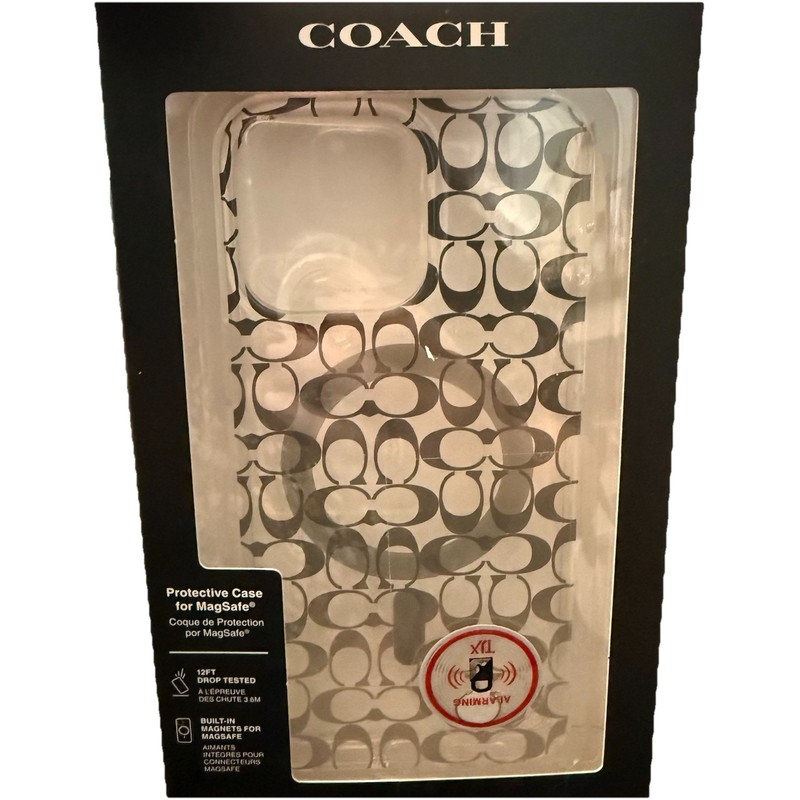 Coach iPhone 15 Pro Max MagSafe Protective Case Signature C Black Grey Ombré