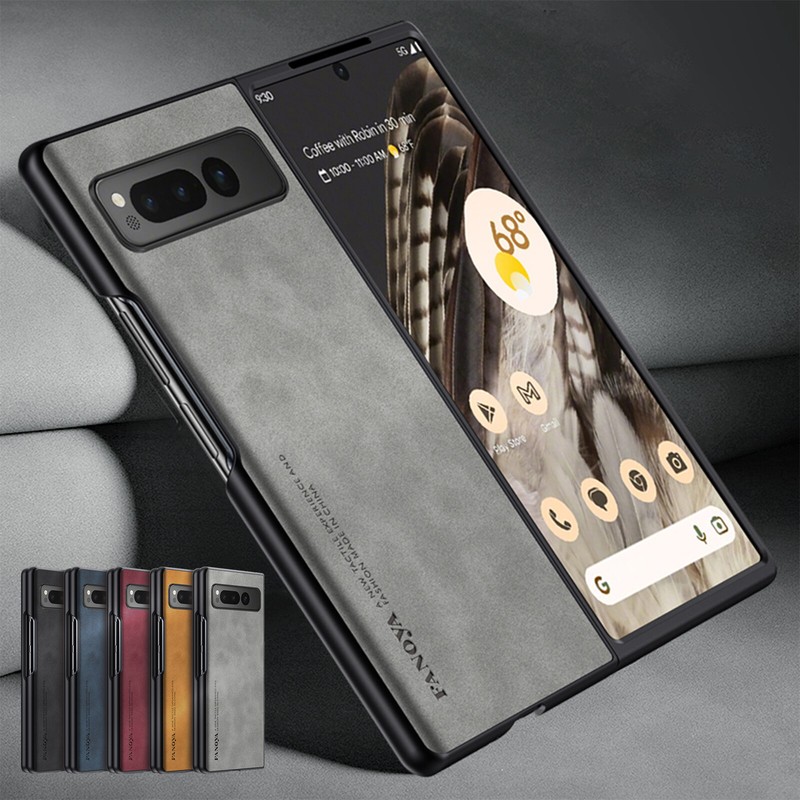 For Google Pixel Fold Shockproof Plain Leather Skin-Friendly Slim Case Cover