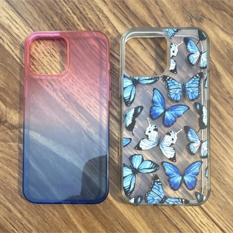 Butterfly Ombre Gradient Patterned Glossy Case for iPhone Pink Blue White