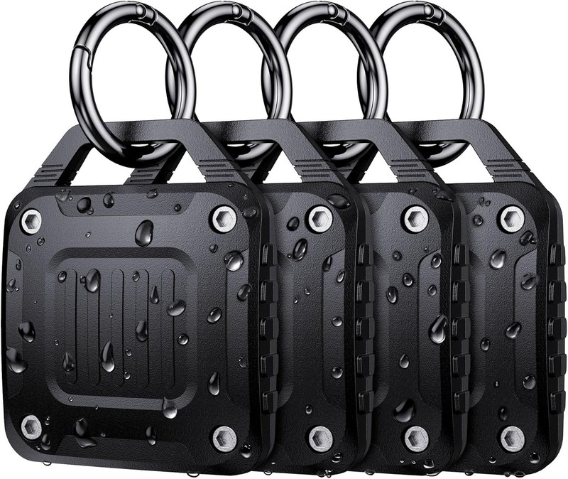 4Pack IPX8 Waterproof for AirTag Holder Case Keychain, Screw Lock Rugged Case US
