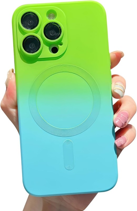 Iphone 13 Pro Max Luxury TPU Gradient Magnetic Blue Green Color Shockproof Case