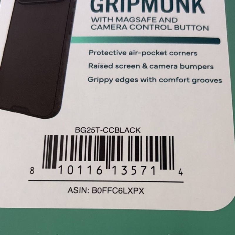 Smartish Gripmunk Grip Case iPhone Air 6.6" (2025) Black MagSafe。 gallery