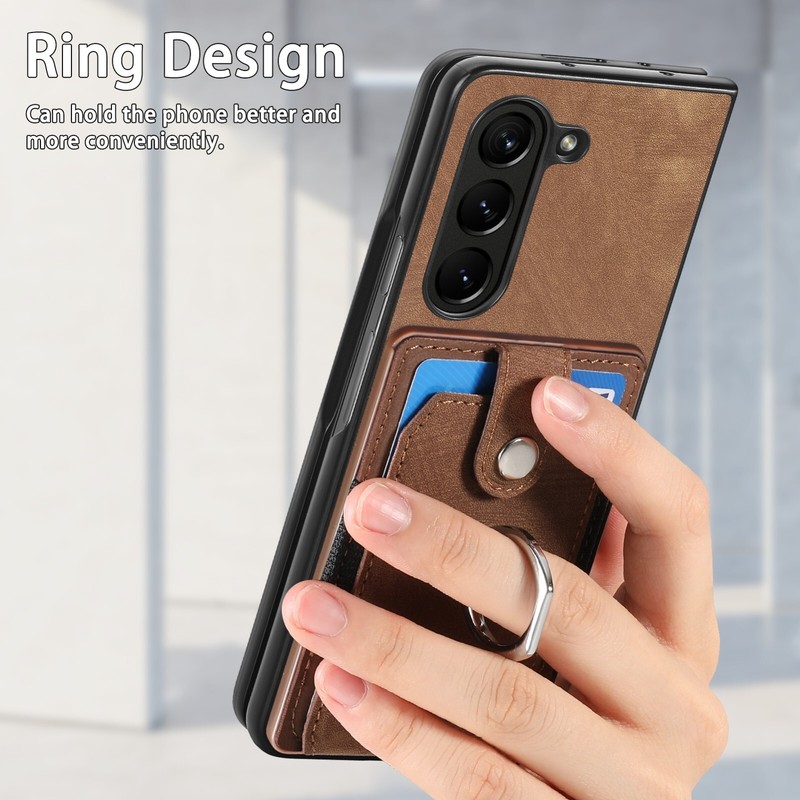 Luxury Ring Holder Rugged Card Wallet Phone Case For Samsung Galaxy Z Fold 5 6 gallery