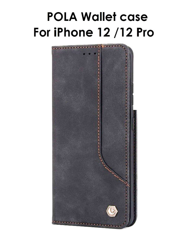 POLA Wallet case for iPhone 12 /12 Pro PU Leather Flip case with 3 Card Slots gallery