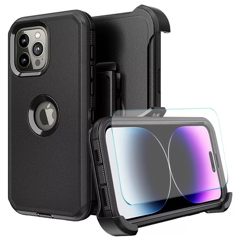 For iPhone 11/11 Pro Max Case Heavy Duty Shockproof Phone Cover +Tempered Glass