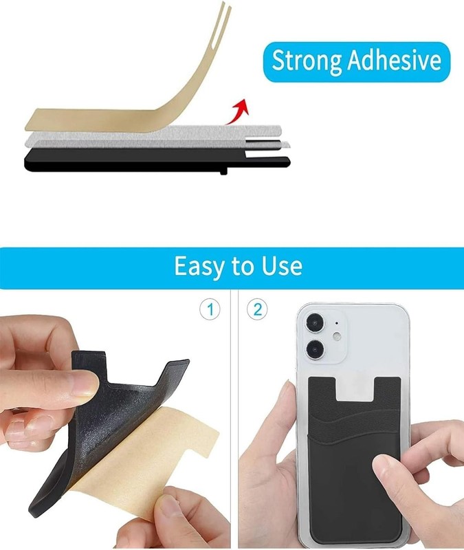 Textured Black Silicone Phone Wallet with Elastic Closure for Secure Storage gallery