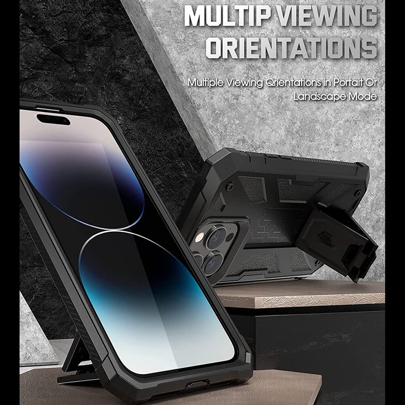 For iPhone 14 Pro Max 14 Plus 13 Pro Case Full Body Rugged Cover with Kickstand gallery