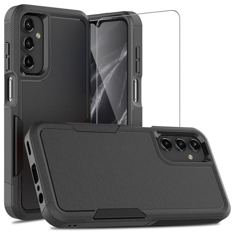 For Samsung Galaxy A15 5G Case Heavy-Duty Tough Dual Layer Cover +Tempered Glass