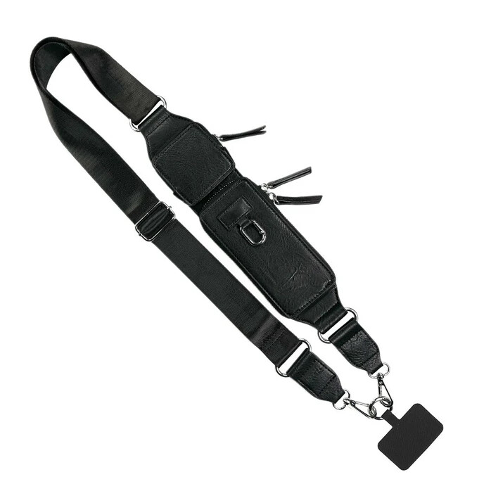 SAVE THE GIRLS – CLIP & GO – ZIP & CLIP CROSSBODY BLACK CELL PHONE STRAP RFID