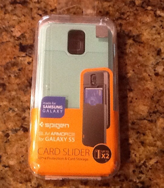 Spigen CARD SLIDER for Samsung Galaxy S5, Smooth Black color, stores 2 cards