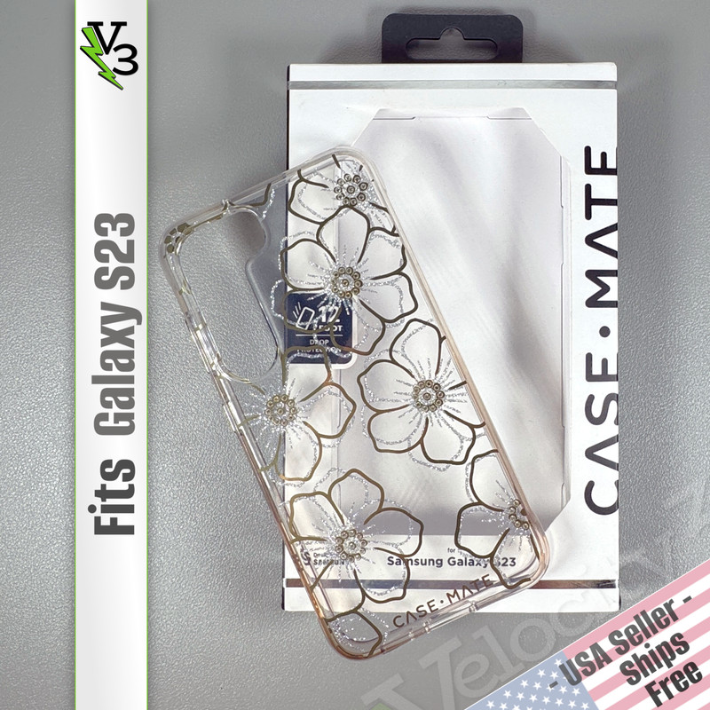 CASE-MATE Case for Galaxy S23 – Floral Gems – Glitter Flowers | Stylishly Secure