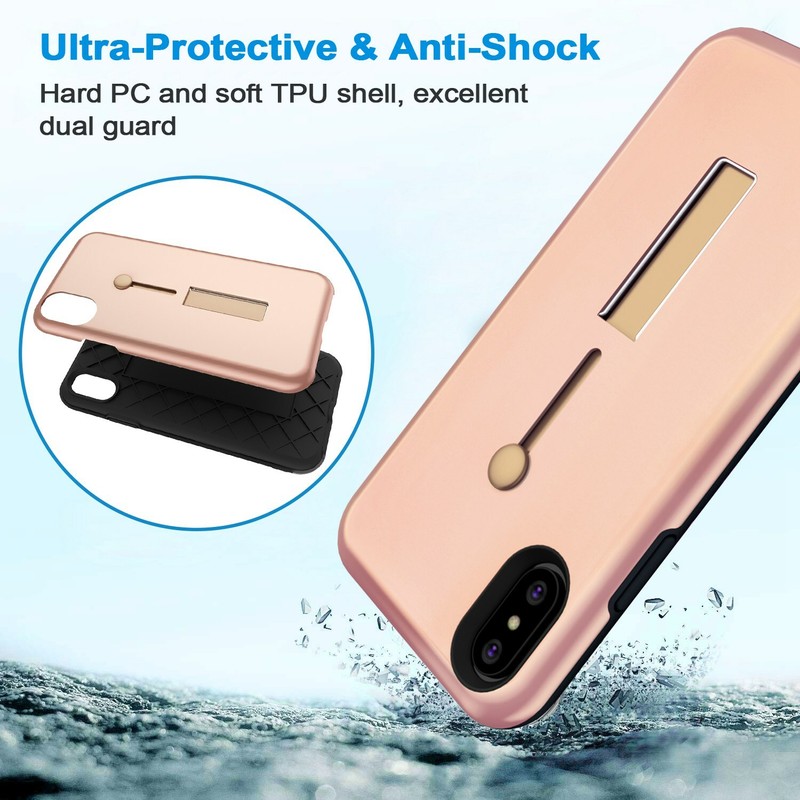 For iPhone 8/8 Plus/X Ring Stand Case Cover Shockproof Hard Case Cover W/Stand gallery