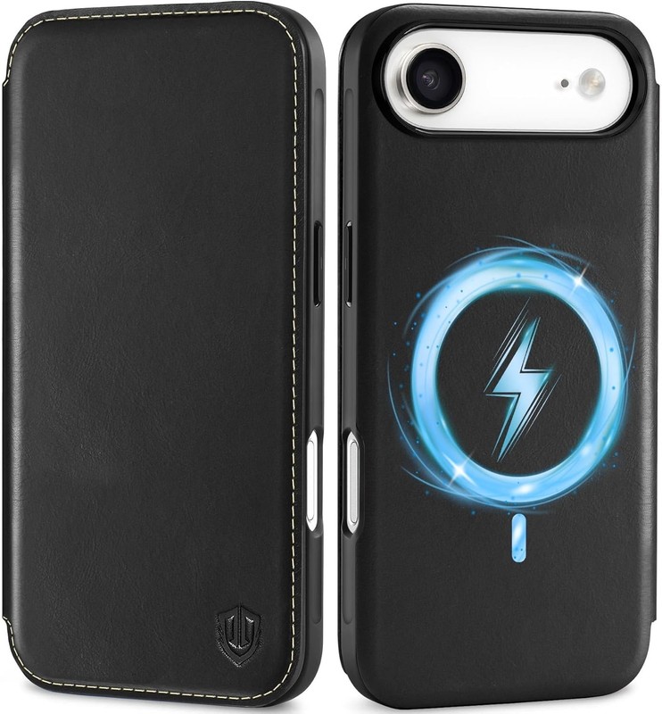 SHIELDON Leather Wallet Case for iPhone Air 6.5″ 2025 Black