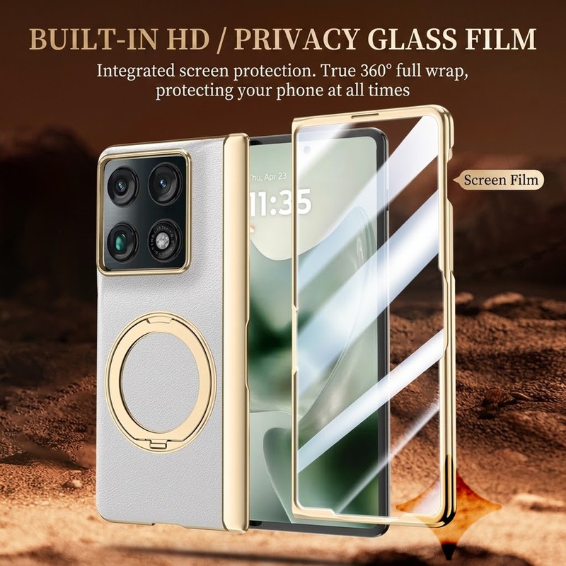 Magnetic Hinge Case For Motorola Razr Fold 2026 Faux Leather Cover + Screen Film gallery