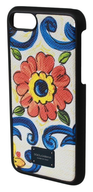 DOLCE & GABBANA Phone Case Cover White Leather DG Majolica iPhone 7-8 RRP $250 gallery