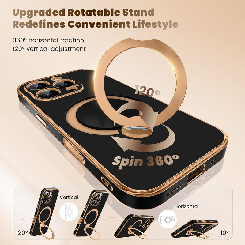 GolbinBox for iPhone 16 Pro Max Case with 360° Spin Magnetic Stand,[Compatible w gallery