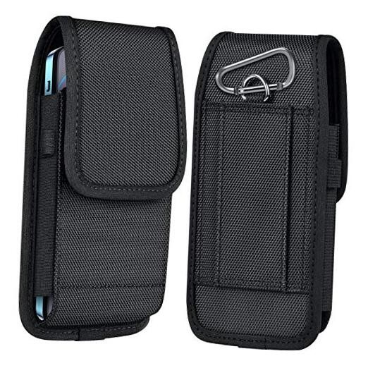 Cell Phone Pouch Nylon Belt Holster Case Compatible with iPhone 17 XXL Black
