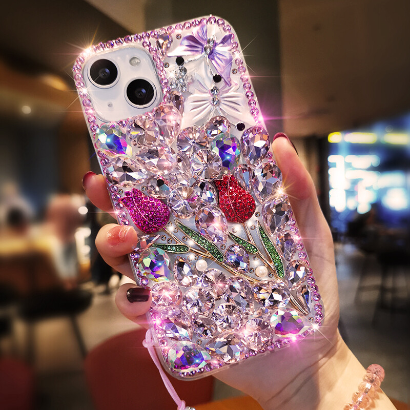 For Samsung Galaxy A14 A13 A34 A54 A22 A23 A33 Bling Glitter Flower Diamond Case