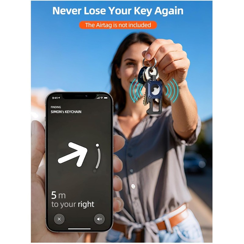 AirTag Keychain with Carabiner & Bottle Opener – Blue