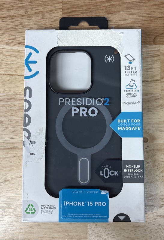 Speck Presidio2 Pro MagSafe Case for Apple iPhone 15 Pro, Charcoal/Cool Bronze
