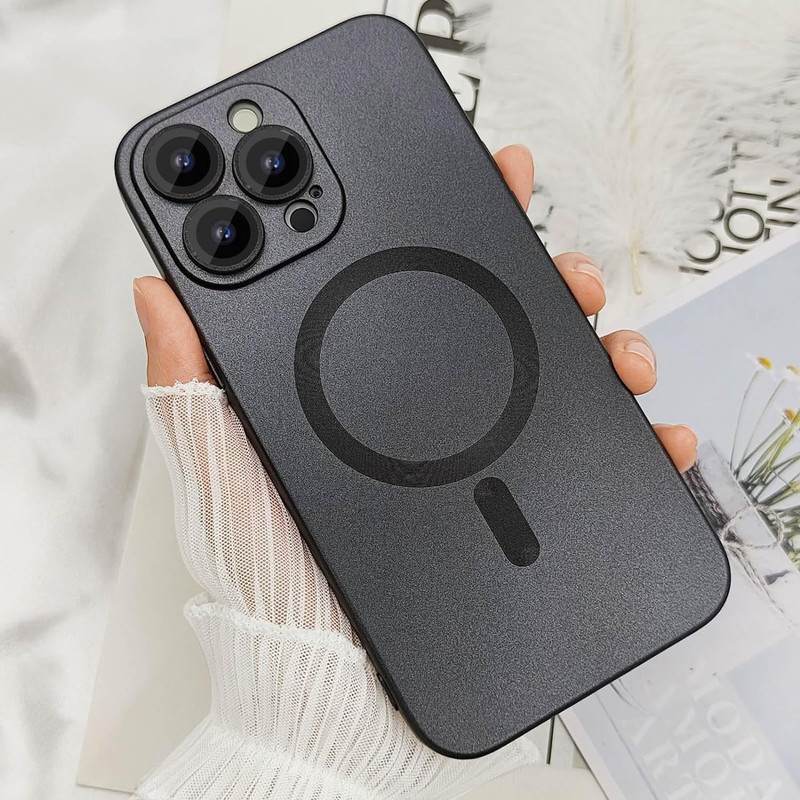 Luxury Magnetic Case for iPhone 12 Pro Max with Camera Lens Protector - Black gallery