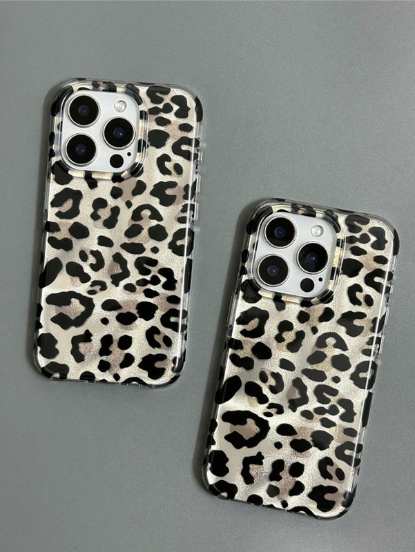 For iPhone 17 16 15 14 13 12 Leopard Sparkle Clear Cute Animal Phone Case Cover gallery