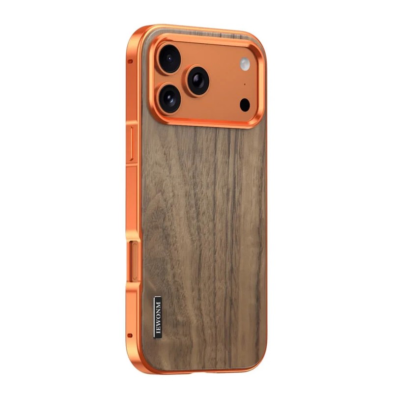 Natural Wood Magsafe Back Panel Case for iPhone 17 Pro Max Alloy Frame Cover gallery