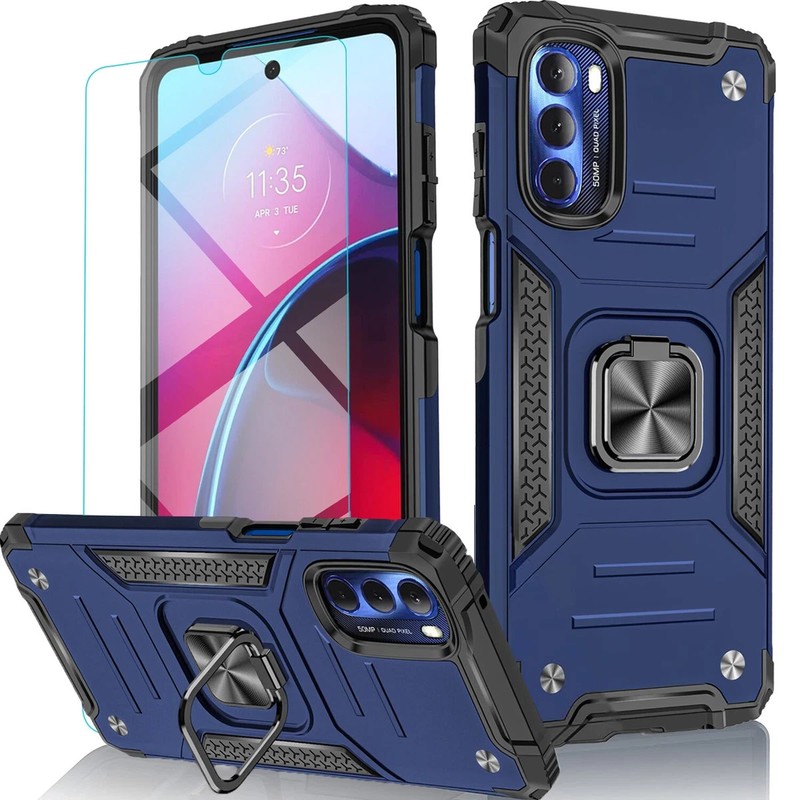 For Motorola Moto G Stylus 5G 2023 2022 Case Phone Ring Cover+Tempered Protector