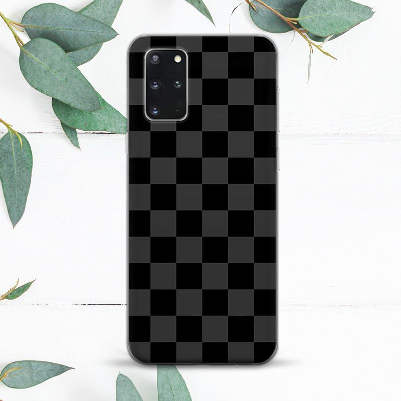 Black Grey Checkered Geometry Case For Samsung Note 10 20 S20 S21 S22 S23 S24 FE