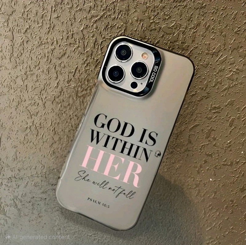 Silver/Black iPhone 16 PRO MAX Case – Pink Psalm Quote, Shockproof Christian