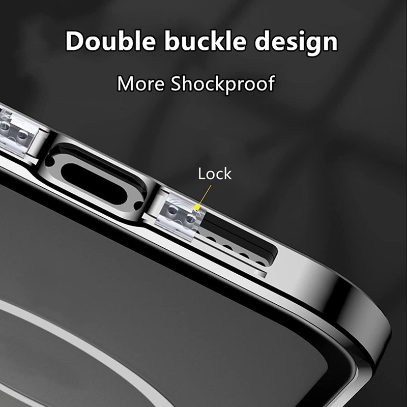 Shockproof Rugged Magnetic Luxury Tempered Glass Case For iPhone 15 Pro Max gallery
