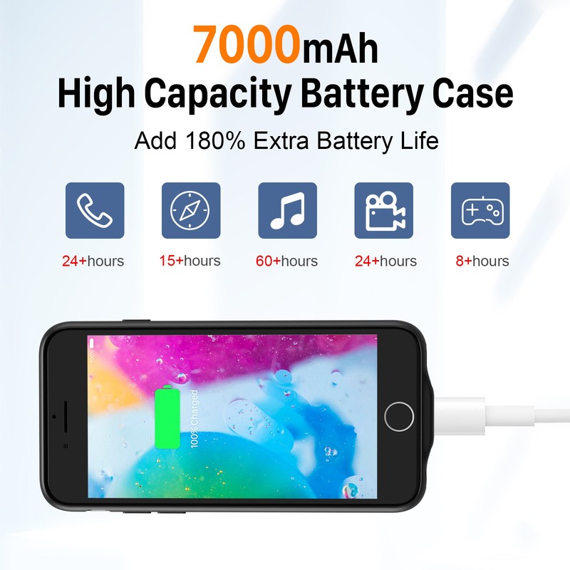 For iPhone 8 7 External Battery Case Fast Charger Power Bank Charging Cover gallery