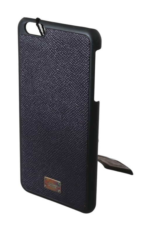 DOLCE & GABBANA Phone Case Cover Solid Black Leather DG Logo iPhone 6 Plus $300 gallery
