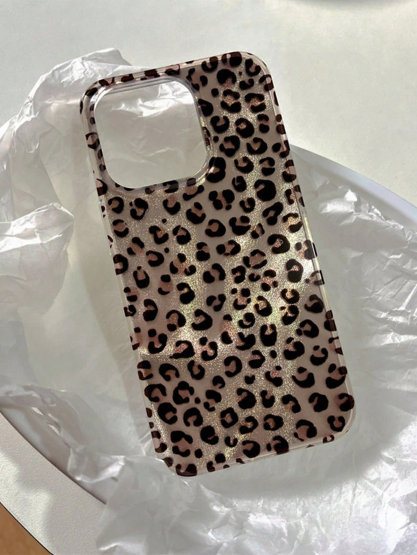 For iPhone 17 16 15 14 13 12 Leopard Sparkle Clear Cute Animal Phone Case Cover gallery
